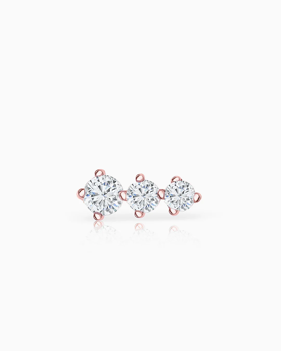 Pendiente Piercing Trinity Diamonds en Oro rosa de 18 Kt - Image 4