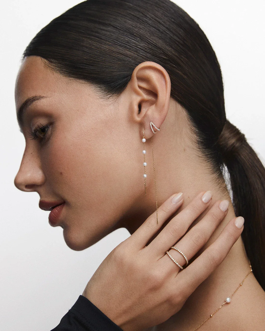 Pendiente Piercing Twin Diamonds en Oro Amarillo de 18 Kt - Image 3
