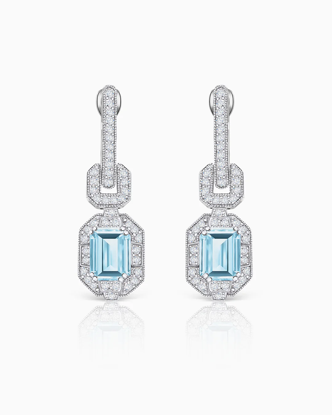 Pendientes Adrienne de Aguamarinas y Diamantes en Oro Blanco de 18 Kt - Image 4