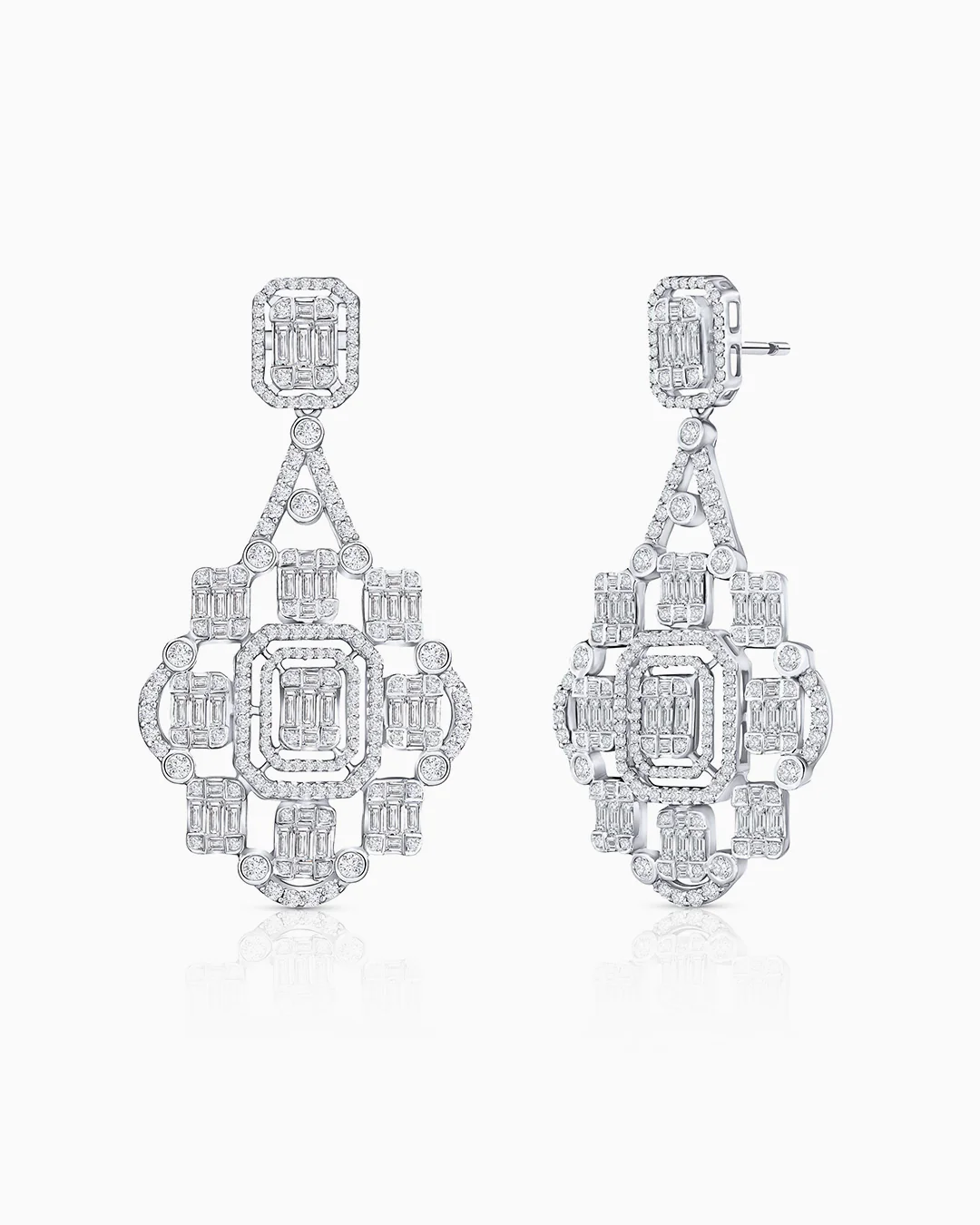 Pendientes Alhambra de Diamantes en Oro Blanco de 18 Kt