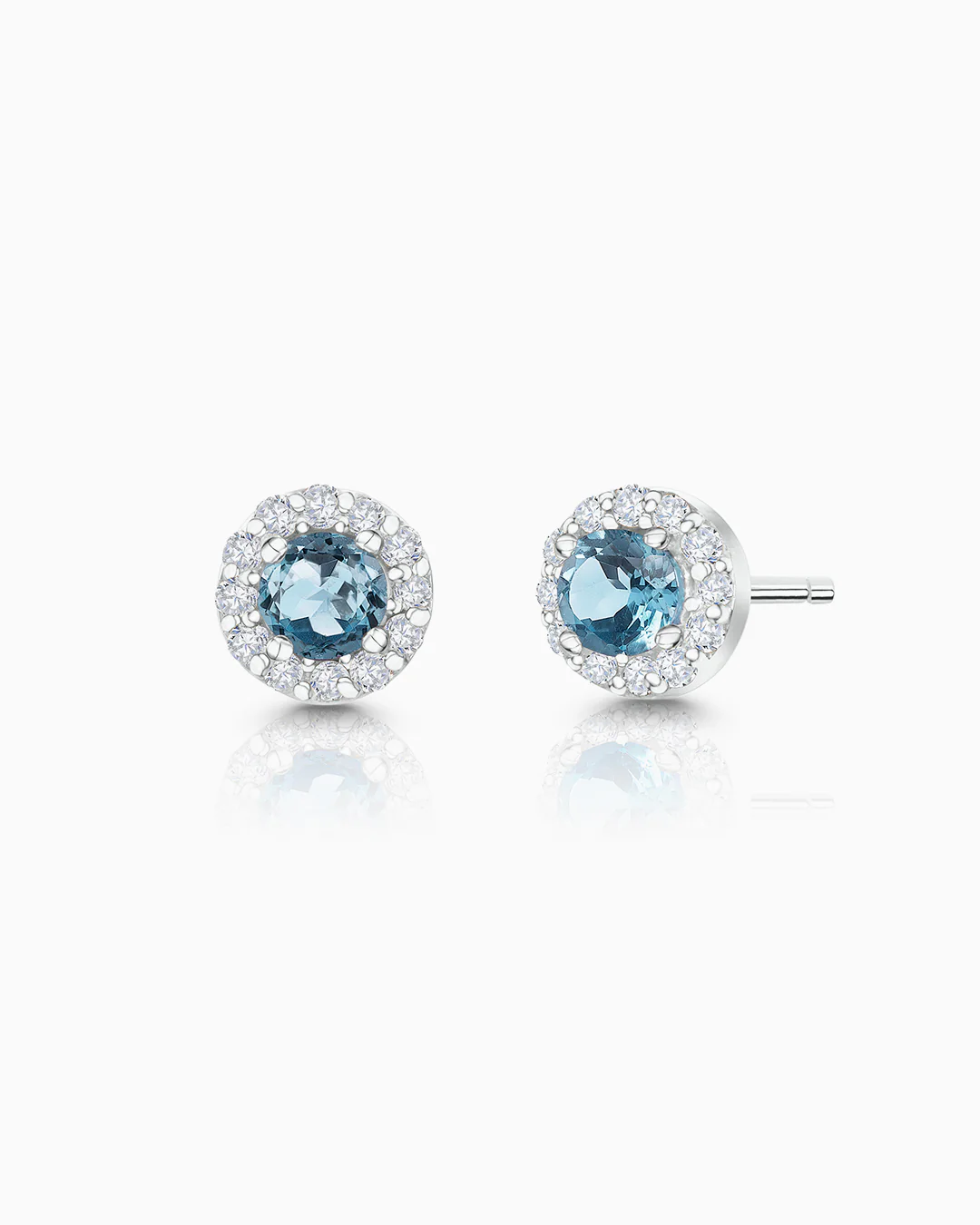 Pendientes Anette Mini de Aguamarina y Diamantes en Oro Blanco de 18 Kt