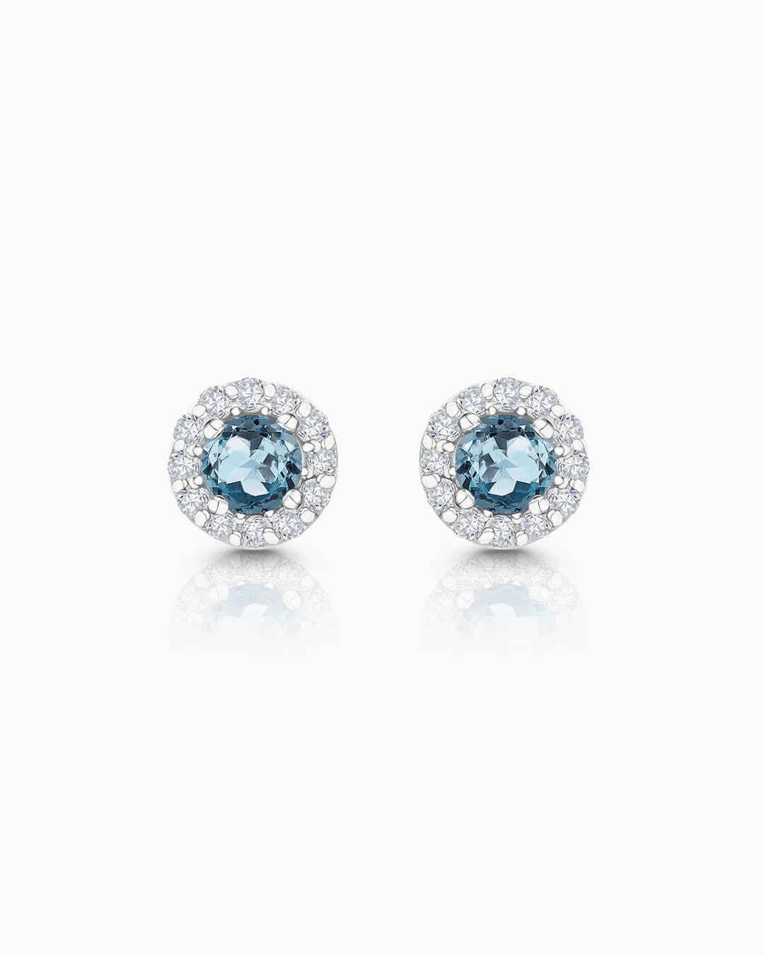Pendientes Anette Mini de Aguamarina y Diamantes en Oro Blanco de 18 Kt - Image 4