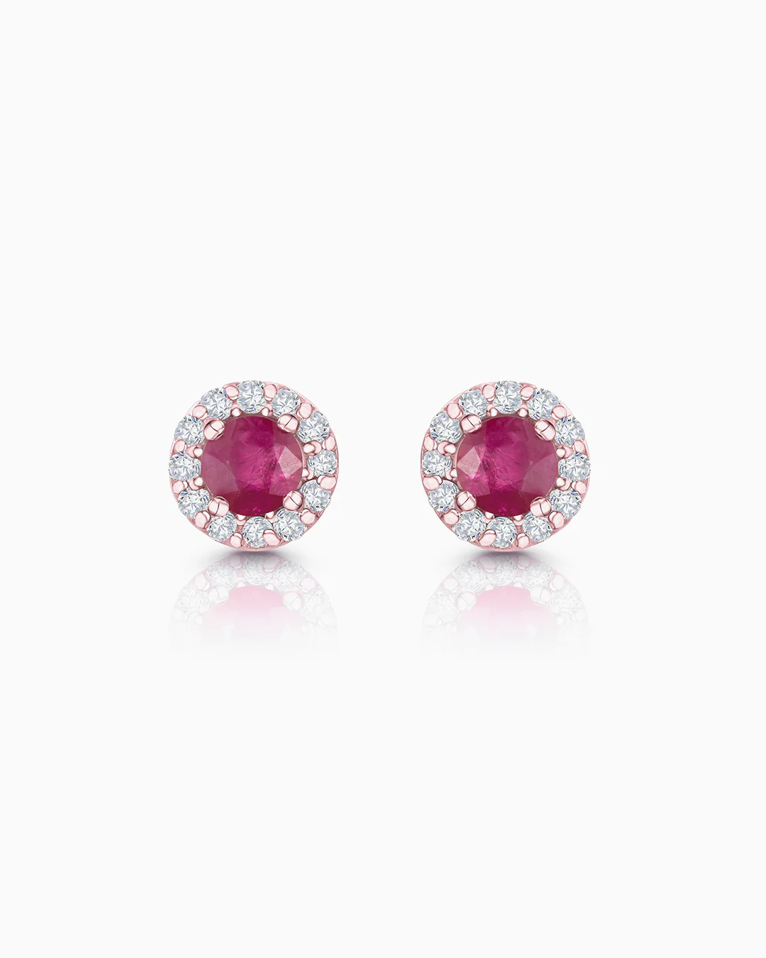 Pendientes Anette Mini de Rubí y Diamante en Oro Rosa de 18 Kt - Image 4