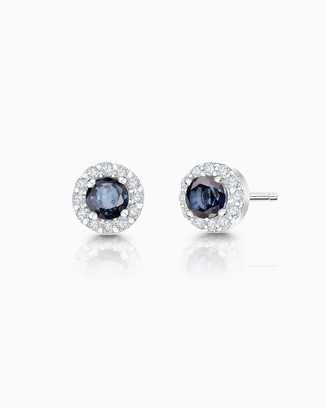 Pendientes Anette Mini de Zafiro y Diamante en Oro Blanco de 18 Kt