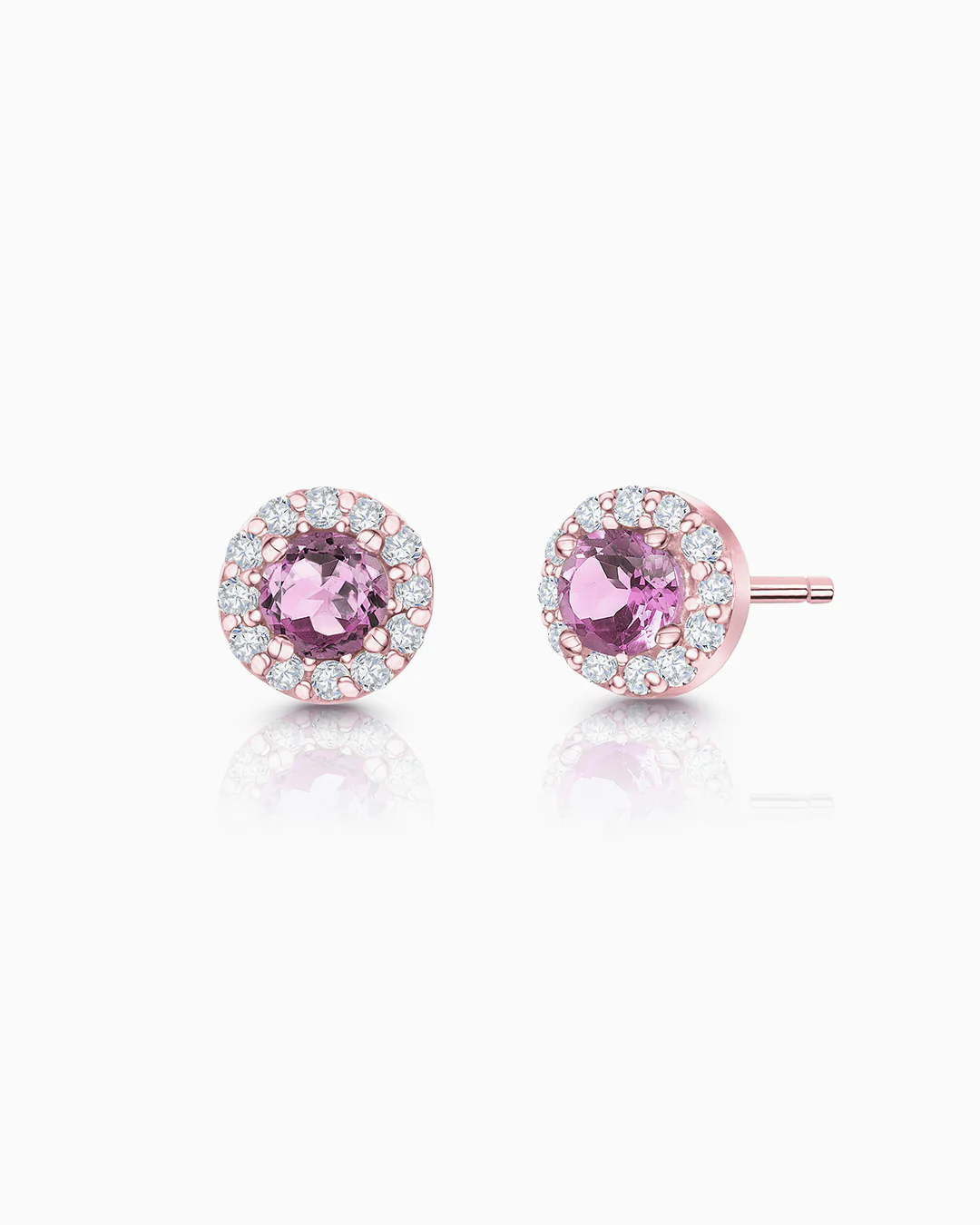 Pendientes Anette Mini de Zafiro Rosa y Diamantes en Oro Rosa de 18 Kt