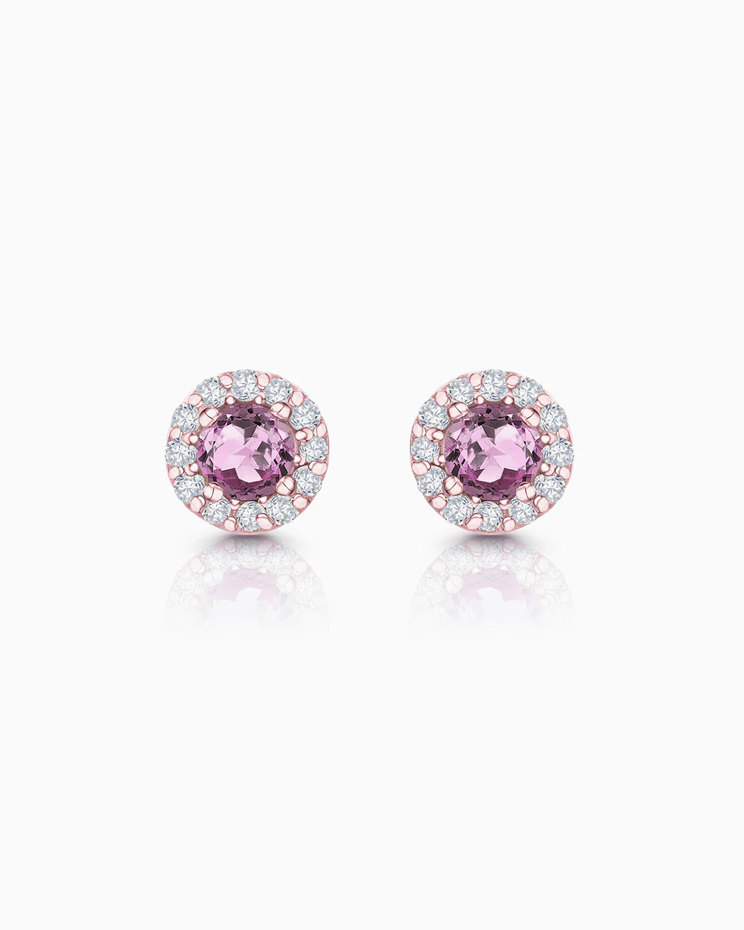 Pendientes Anette Mini de Zafiro Rosa y Diamantes en Oro Rosa de 18 Kt - Image 3
