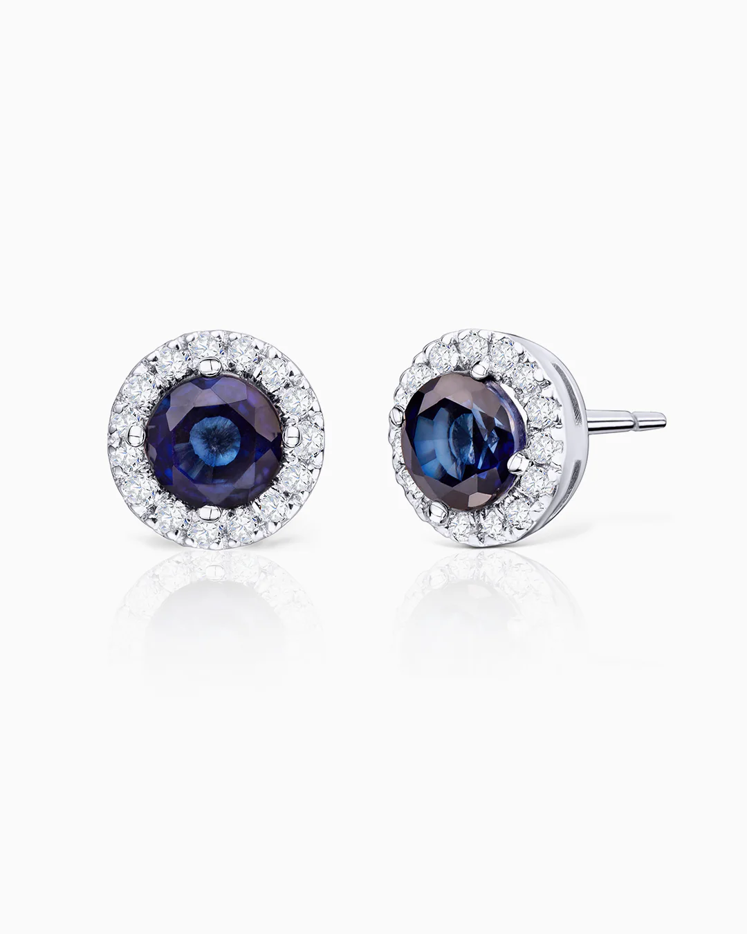 Pendientes Anette de Zafiro y Diamantes en Oro Blanco de 18 Kt