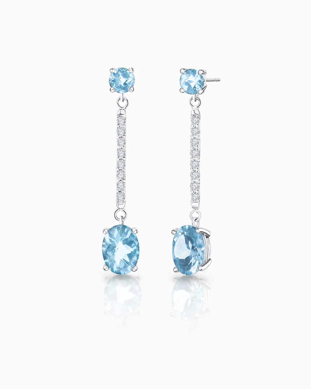 Pendientes Aqua de Aguamarina y Diamantes en Oro Blanco de 18 Kt - Image 4