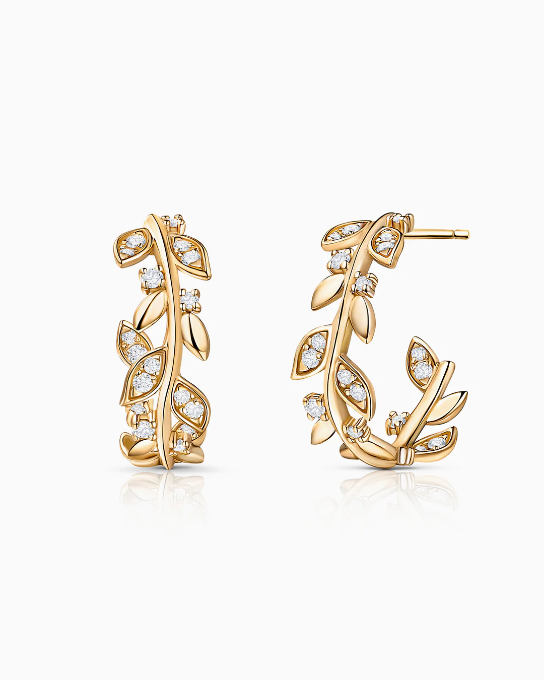 Pendientes de Aro Dafne de Diamantes en Oro Amarillo de 18 Kt