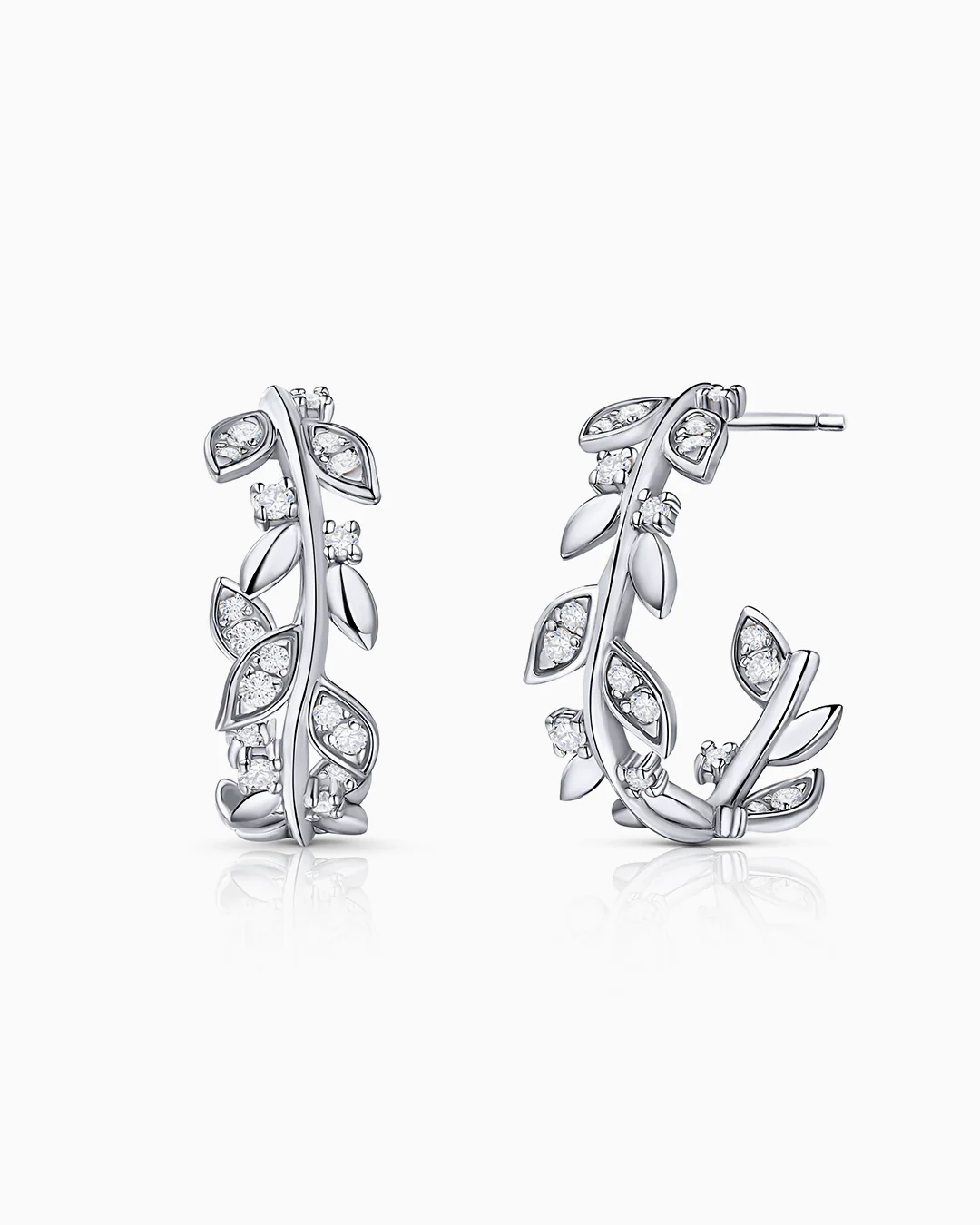 Pendientes de Aro Dafne de Diamantes en Oro Blanco de 18 Kt