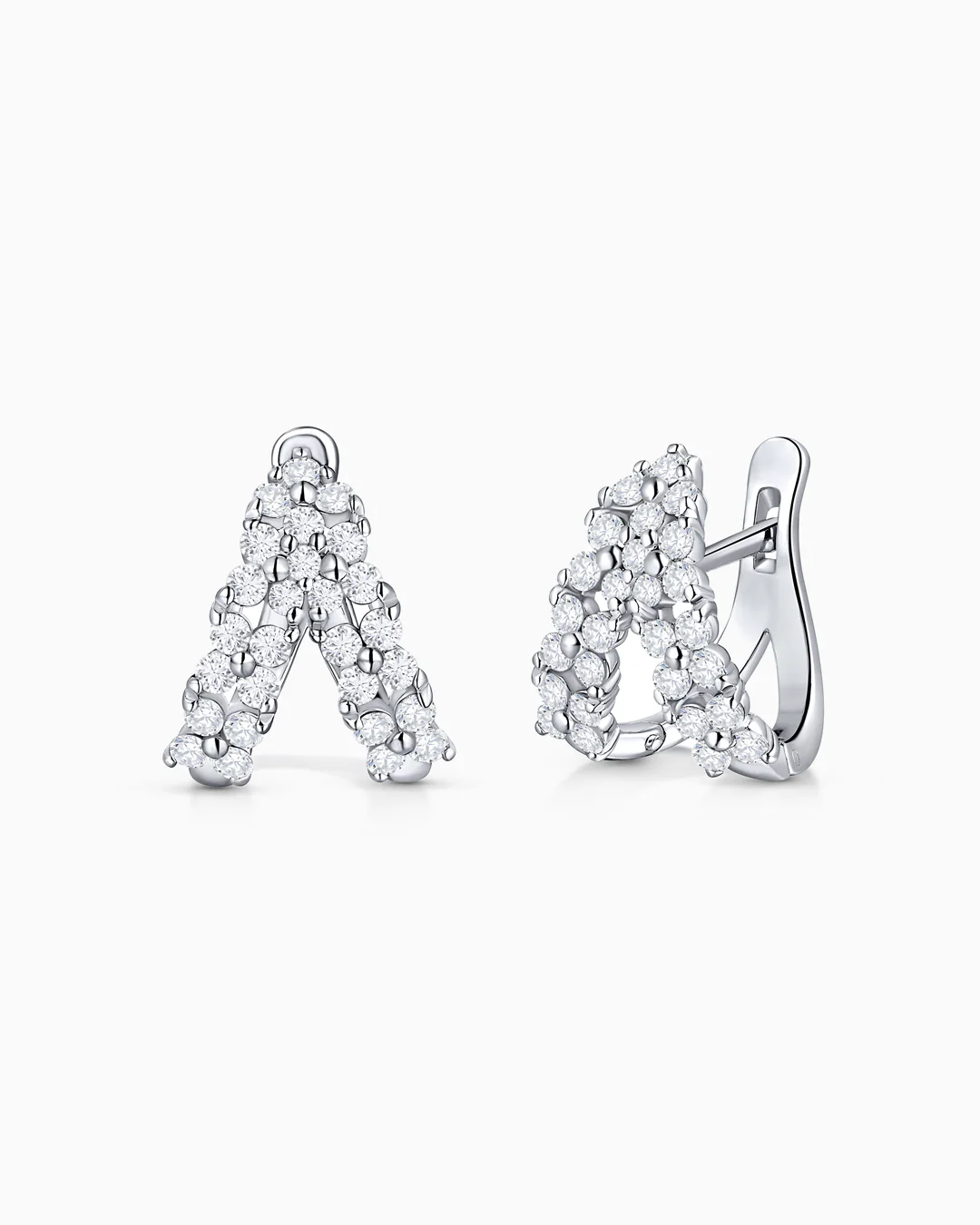 Pendientes de Aro Doble Garden de Diamantes en Oro Blanco de 18 Kt