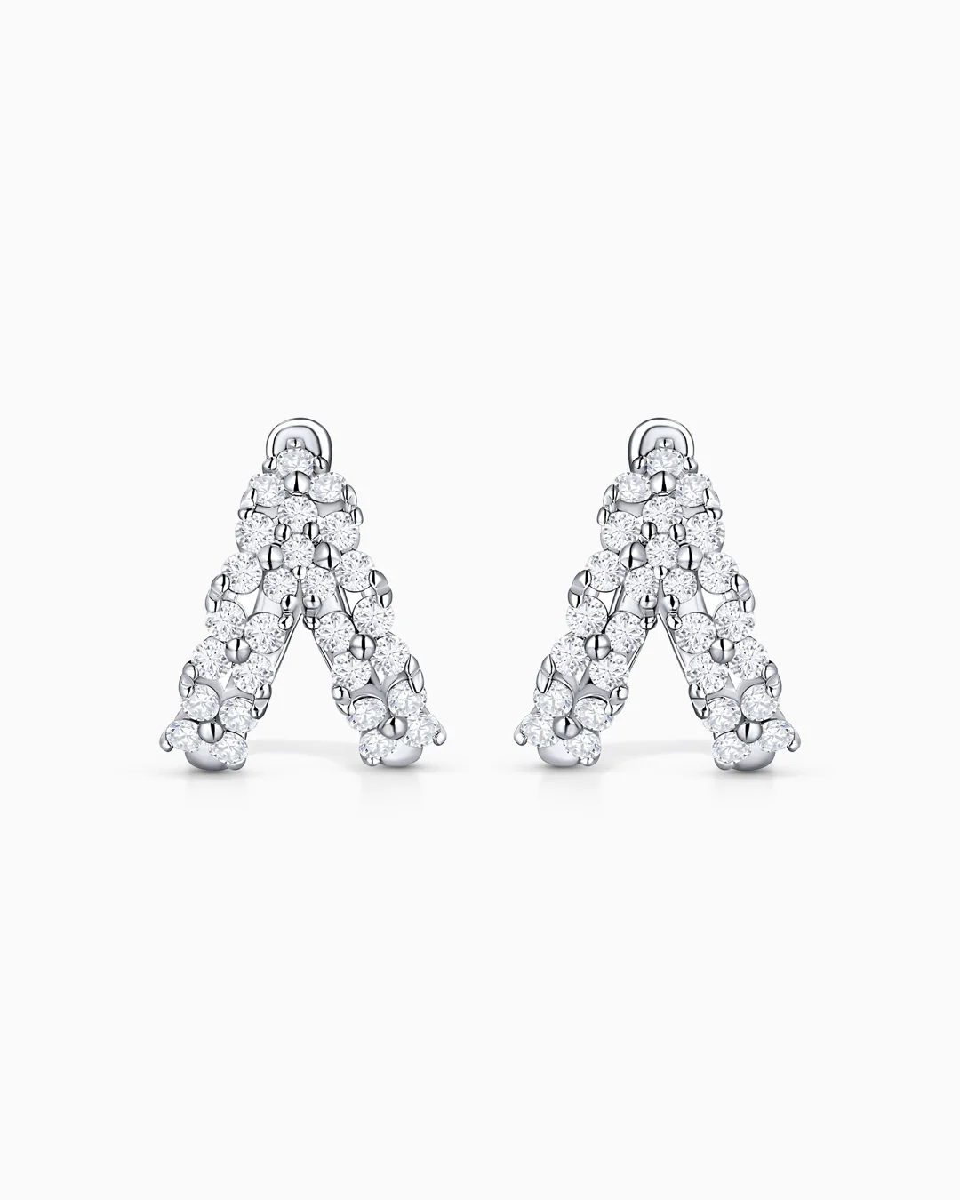 Pendientes de Aro Doble Garden de Diamantes en Oro Blanco de 18 Kt - Image 4
