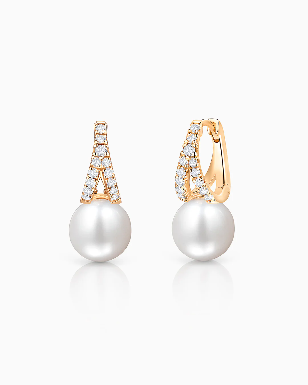 Pendientes de Aro Doble Midnight Holly de Perlas y Diamantes en Oro Amarillo de 18 Kt