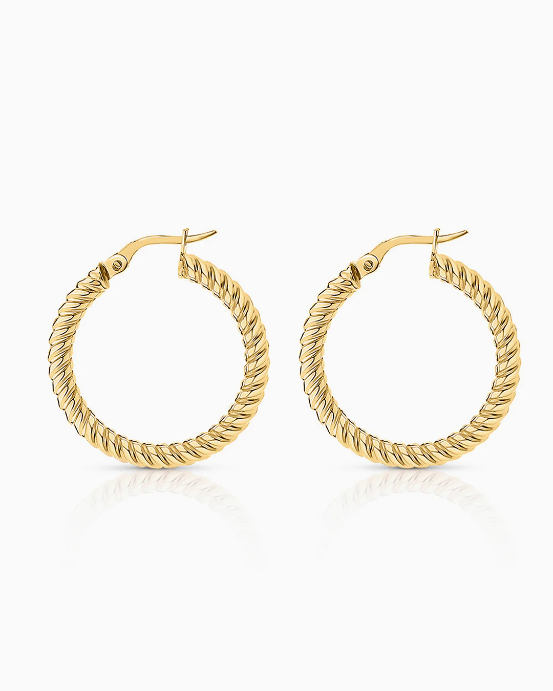 Pendientes Aro Gallonado Grande en Oro Amarillo de 18 Kt