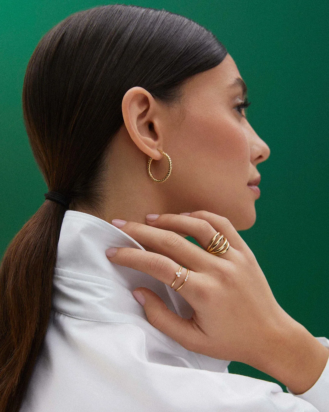 Pendientes Aro Gallonado Grande en Oro Amarillo de 18 Kt - Image 3