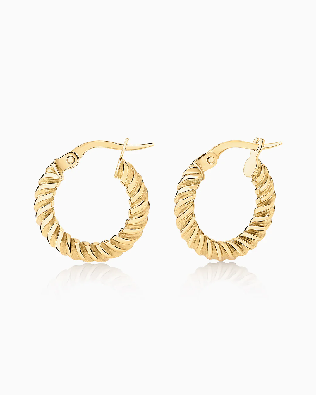 Pendientes Aro Gallonado Mediano en Oro Amarillo de 18 Kt