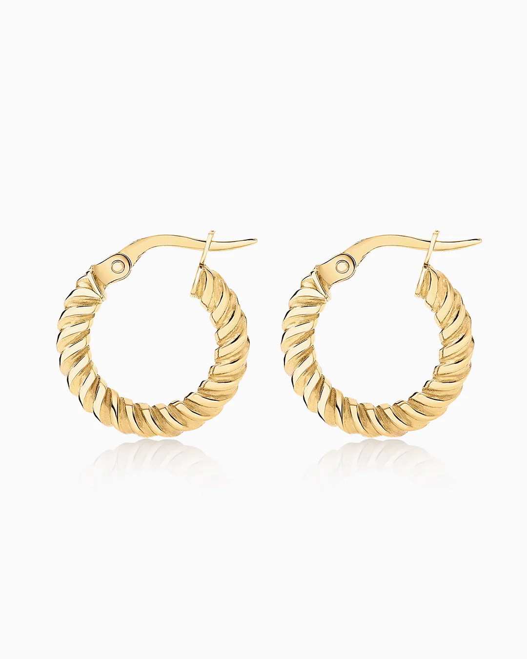 Pendientes Aro Gallonado Mediano en Oro Amarillo de 18 Kt - Image 3