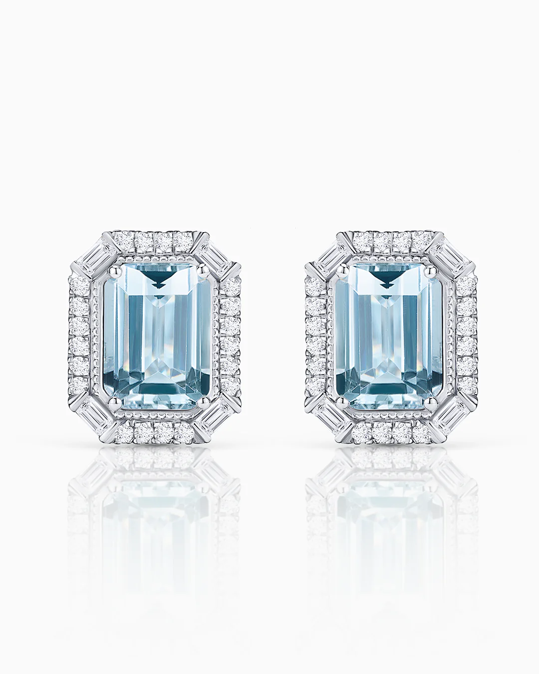 Pendientes Art Deco Clarice de Aguamarinas y Diamantes en Oro Blanco de 18 Kt - Image 4