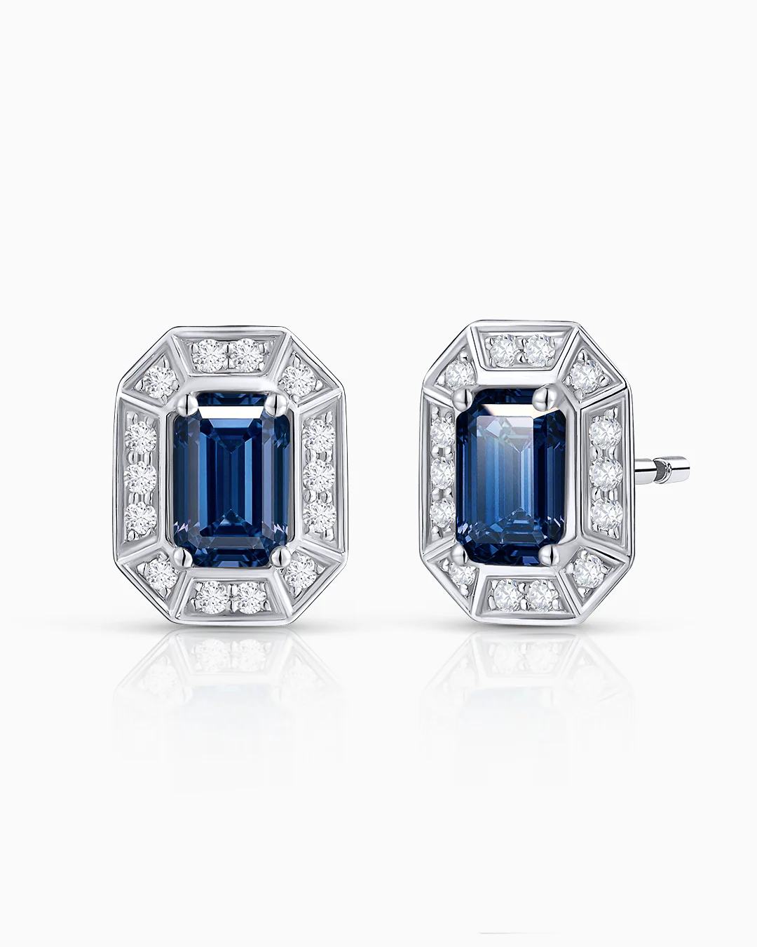 Pendientes Art Deco Helen de Zafiros y Diamantes en Oro Blanco de 18 Kt