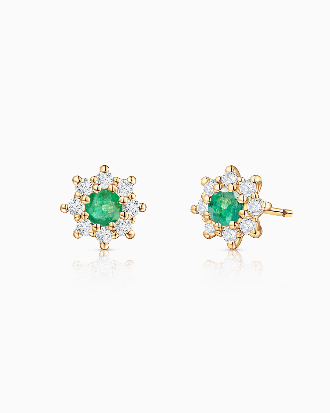 Pendientes Astrid de Esmeraldas y Diamantes en Oro Amarillo de 18 Kt