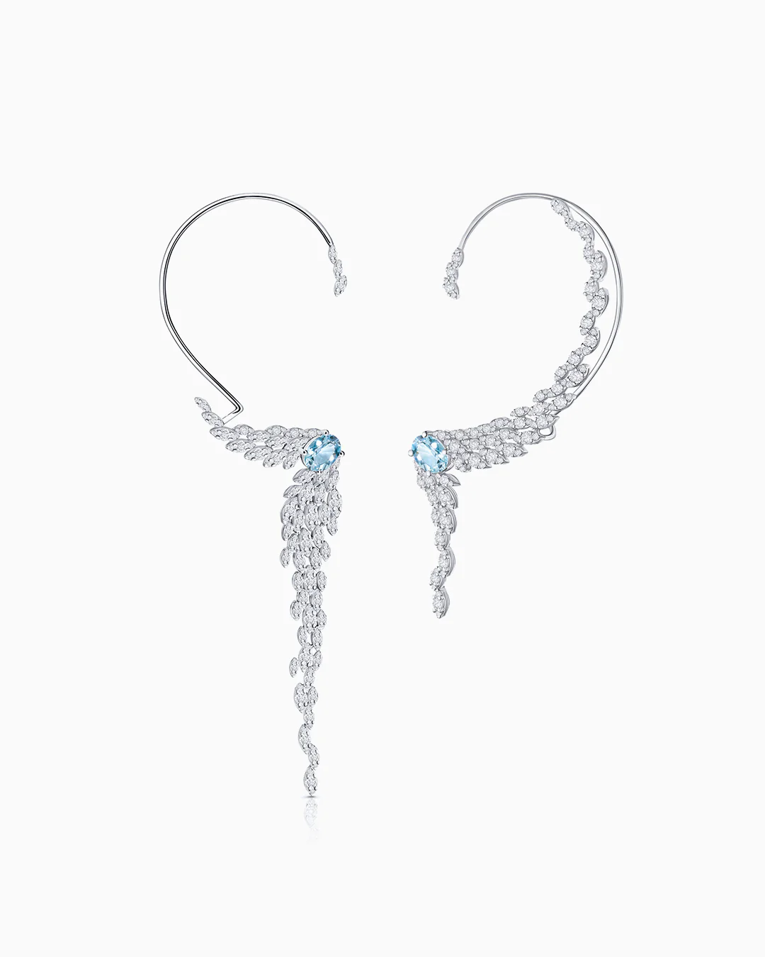 Pendientes Blue Jay de Aguamarinas y Diamantes en Oro Blanco de 18 Kt - Image 4