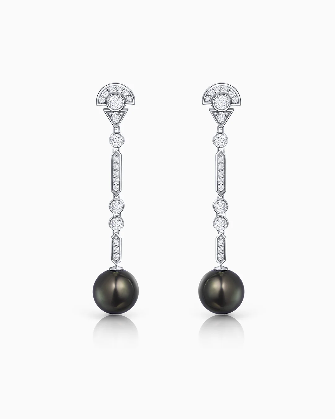 Pendientes Brett de Perlas de Tahití y Diamantes en Oro Blanco de 18 Kt - Image 3