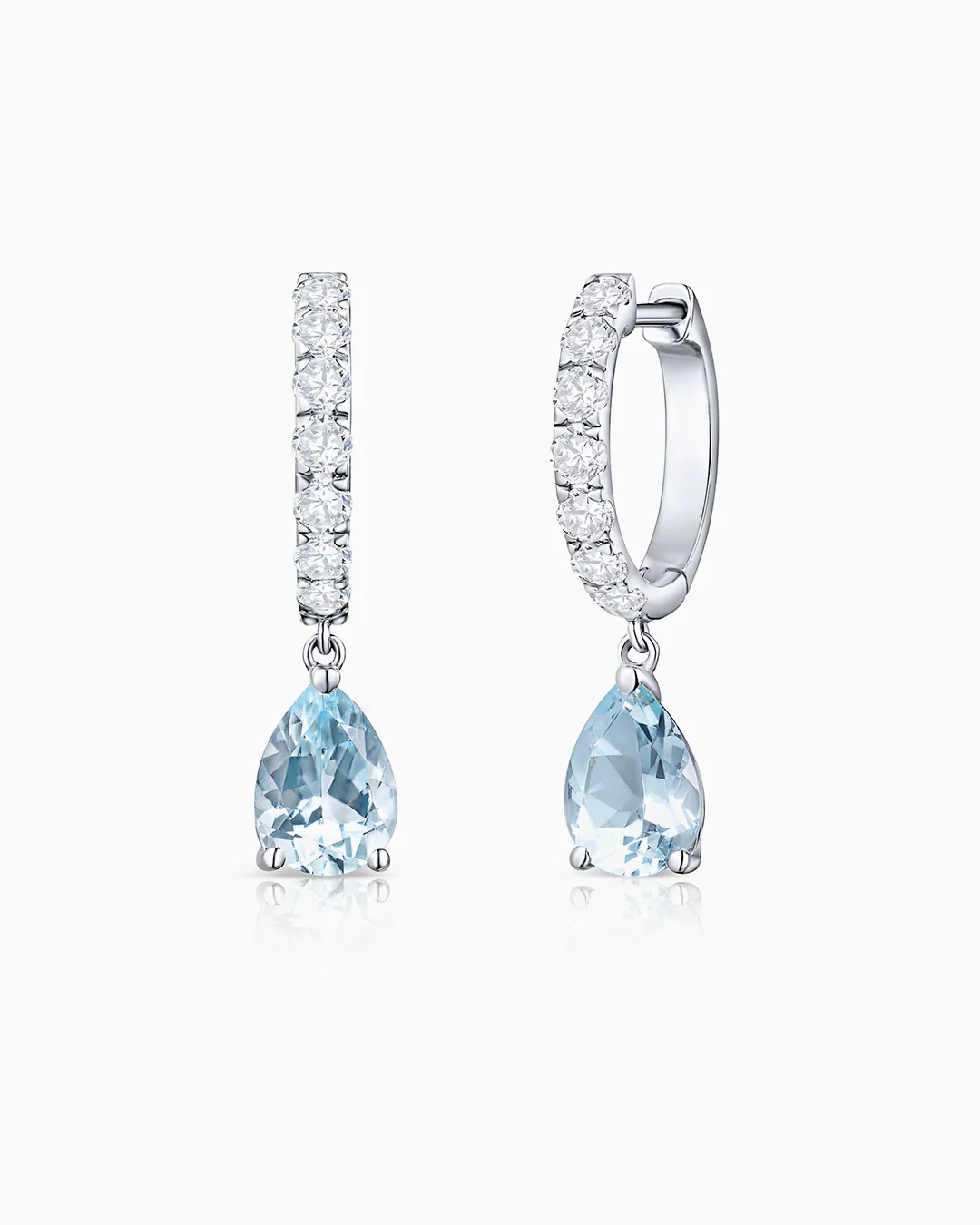 Pendientes Brooke de Aguamarinas y Diamantes en Oro Blanco de 18 Kt
