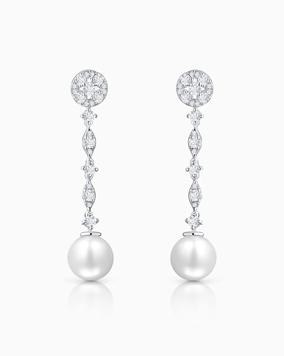 Pendientes Caroline de Perlas y Diamantes en Oro Blanco de 18 Kt - Image 4