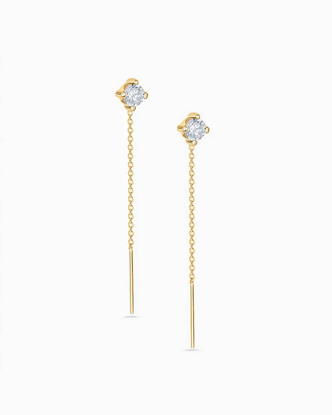Pendientes Catena de Topacios Blancos en Oro Amarillo de 18 Kt