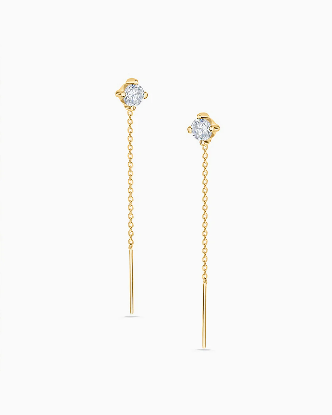 Pendientes Catena de Topacios Blancos en Oro Amarillo de 18 Kt - Image 2