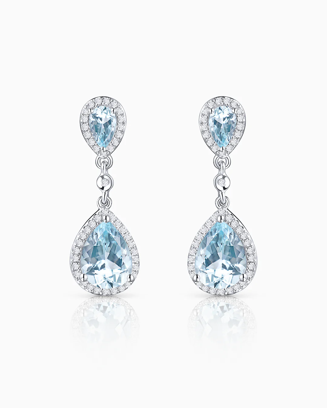 Pendientes Clarissa de Aguamarinas y Diamantes en Oro Blanco de 18 Kt - Image 3