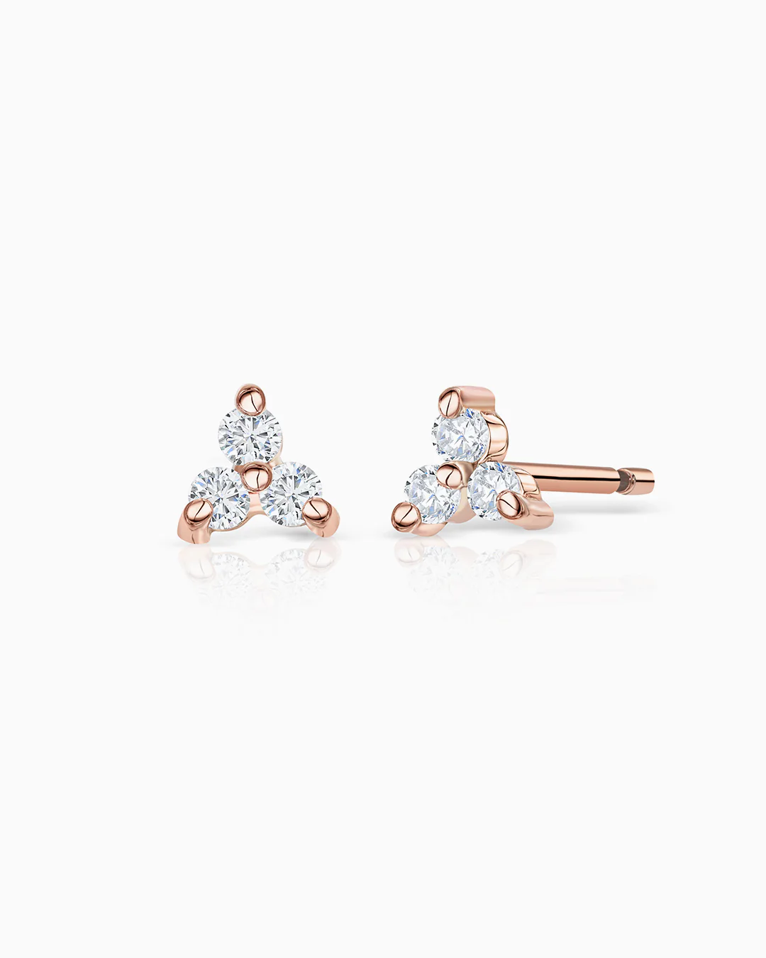 Pendientes Clover Mini de Diamantes en Oro Rosa de 18 Kt