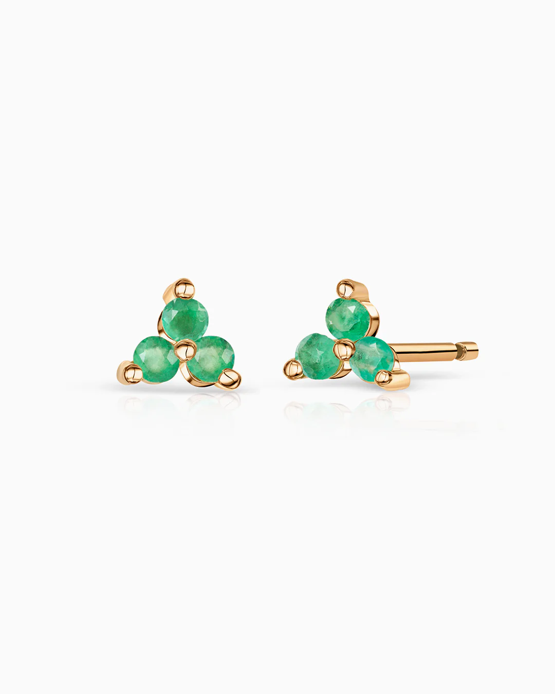 Pendientes Clover Mini de Esmeraldas en Oro Amarillo de 18 Kt