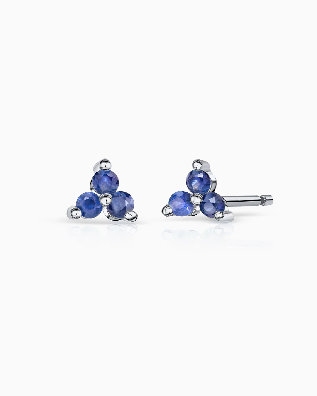 Pendientes Clover Mini de Zafiros en Oro Blanco de 18 Kt
