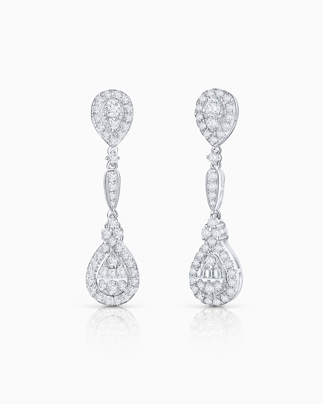 Pendientes Cressida de Diamantes en Oro Blanco de 18 Kt