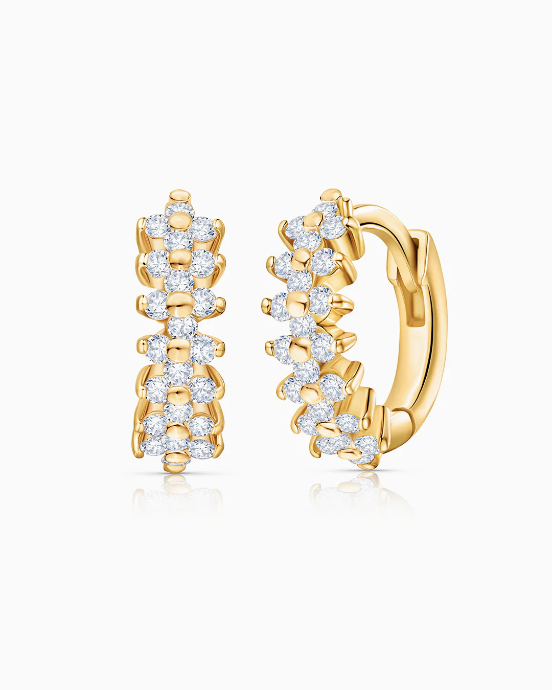 Pendientes Cross de Diamantes en Oro Amarillo de 18 Kt