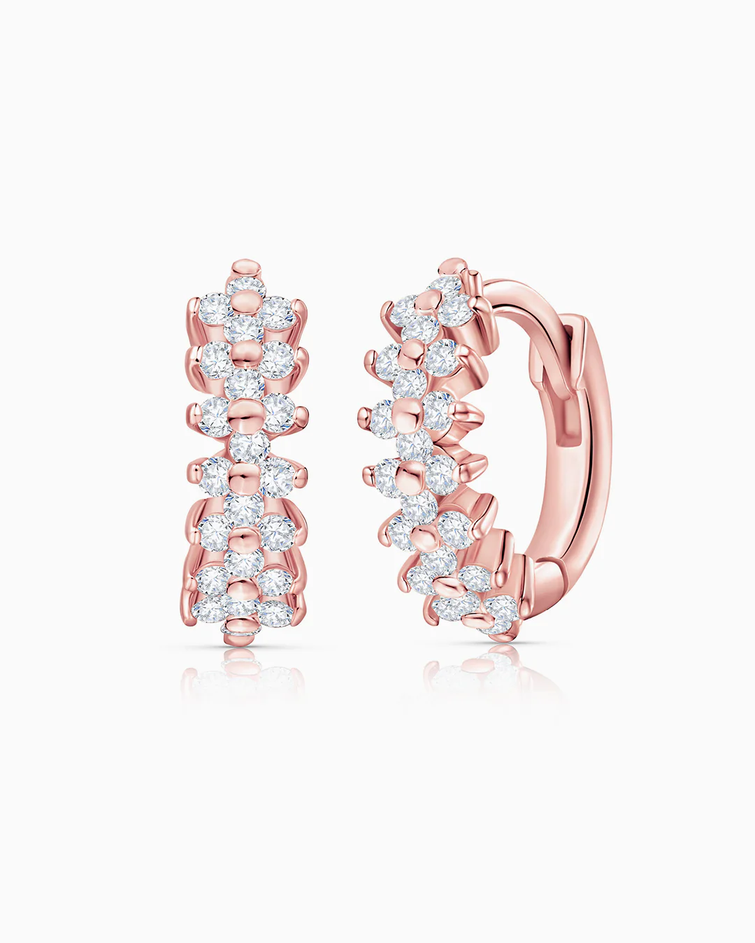 Pendientes Cross de Diamantes en Oro Rosa de 18 Kt