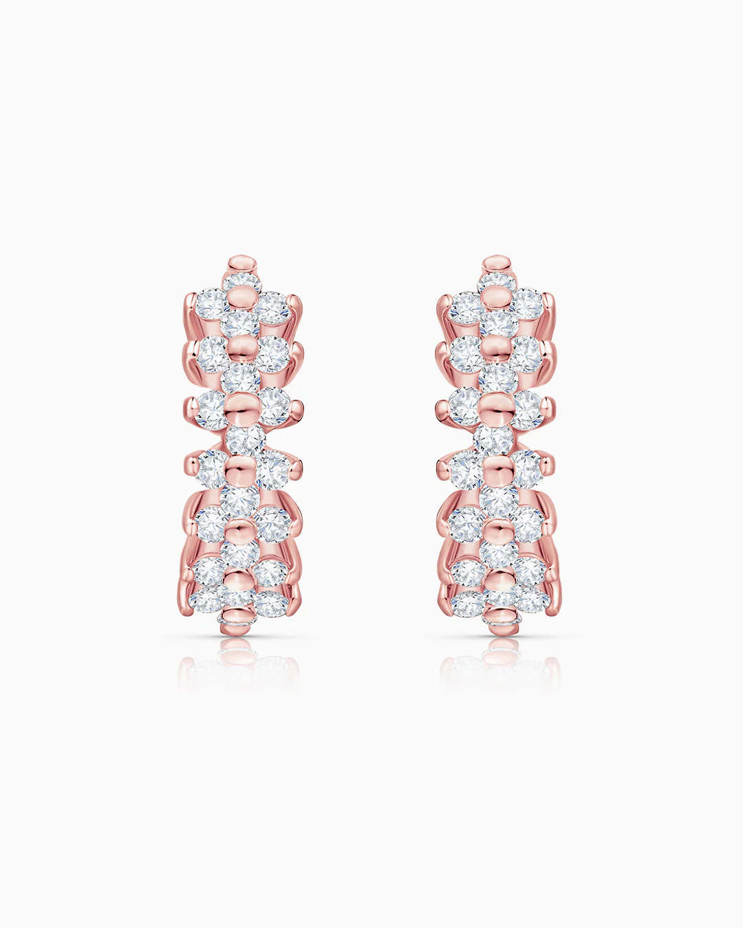 Pendientes Cross de Diamantes en Oro Rosa de 18 Kt - Image 4