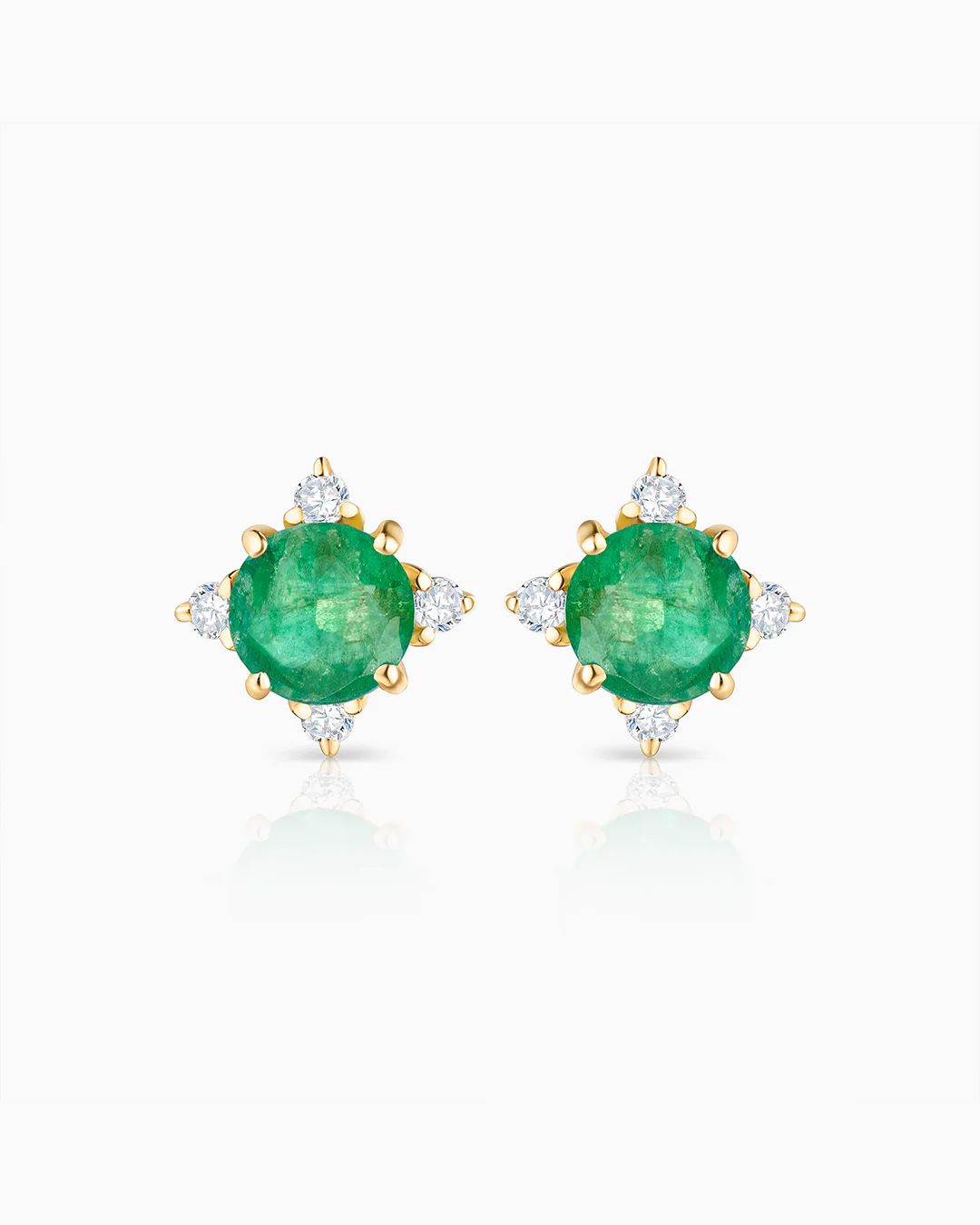 Pendientes Crown de Esmeralda en Oro Amarillo de 18 Kt