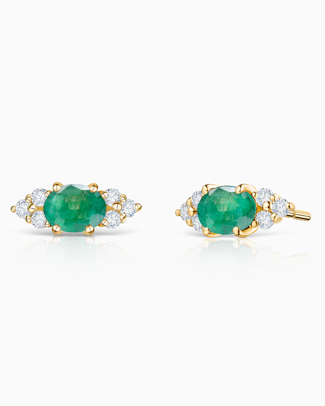 Pendientes Crown II Oval de Esmeralda en Oro Amarillo de 18 Kt