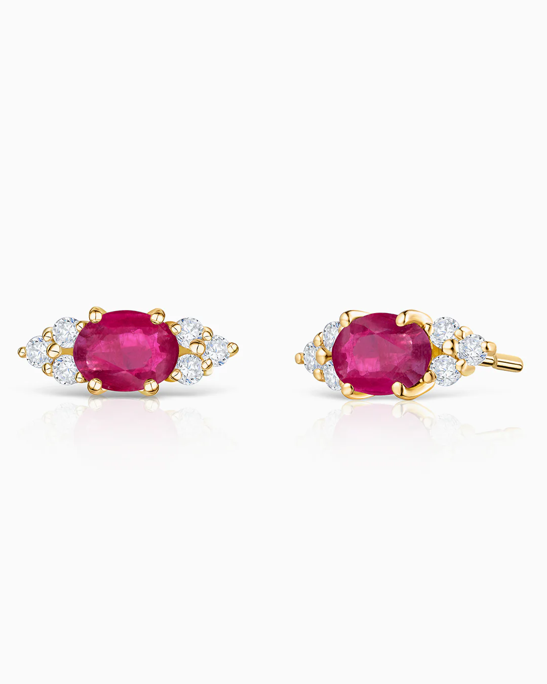 Pendientes Crown II Oval de Rubí en Oro Amarillo de 18 Kt