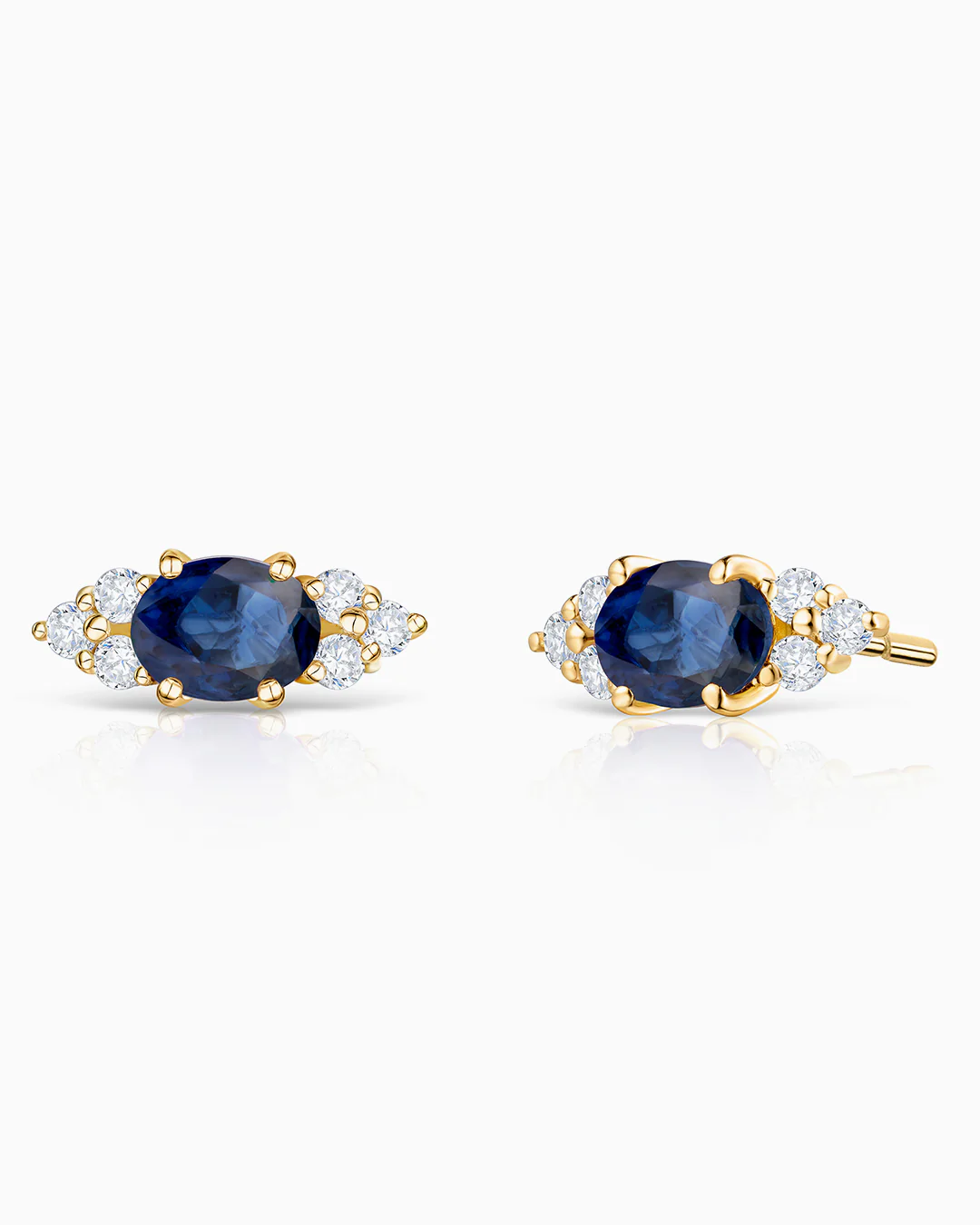 Pendientes Crown II Oval de Zafiro en Oro Amarillo de 18 Kt