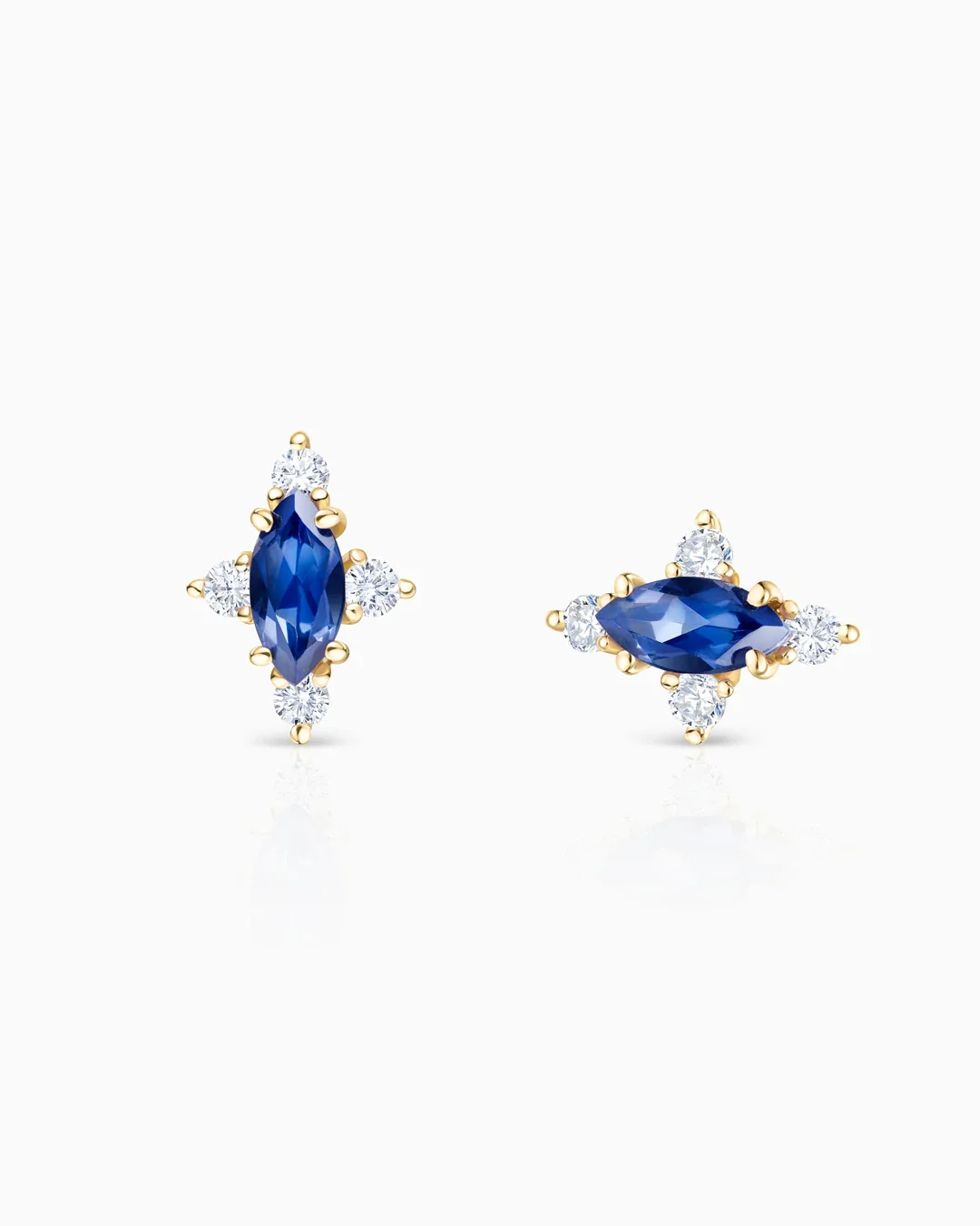 Pendientes Crown Marquise de Zafiro en Oro Amarillo de 18 Kt - Image 3