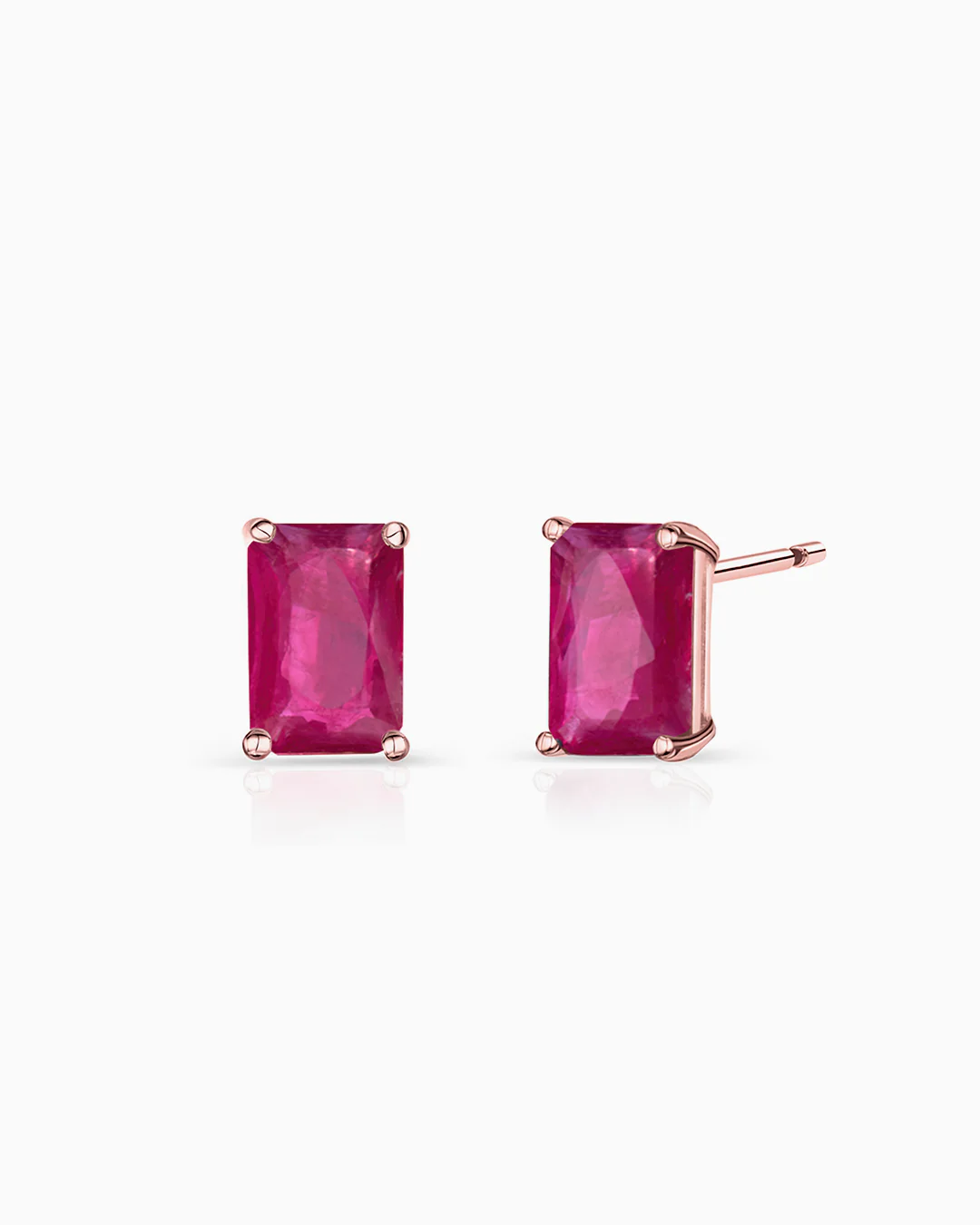 Pendientes de Rubí Baguette en Oro Rosa de 18 Kt