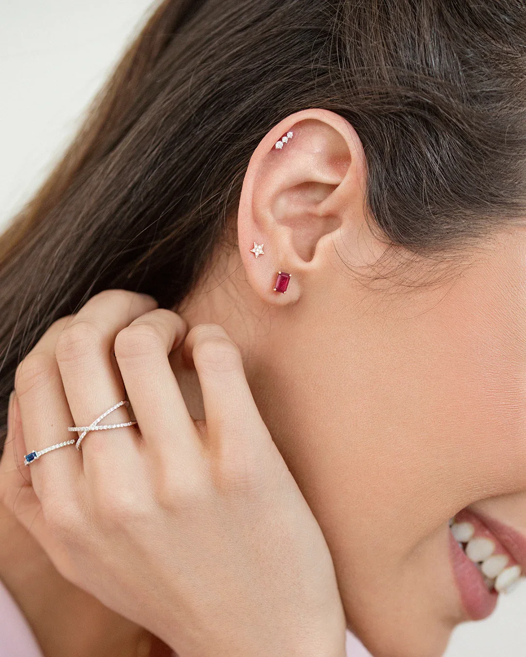 Pendientes de Rubí Baguette en Oro Rosa de 18 Kt - Image 2
