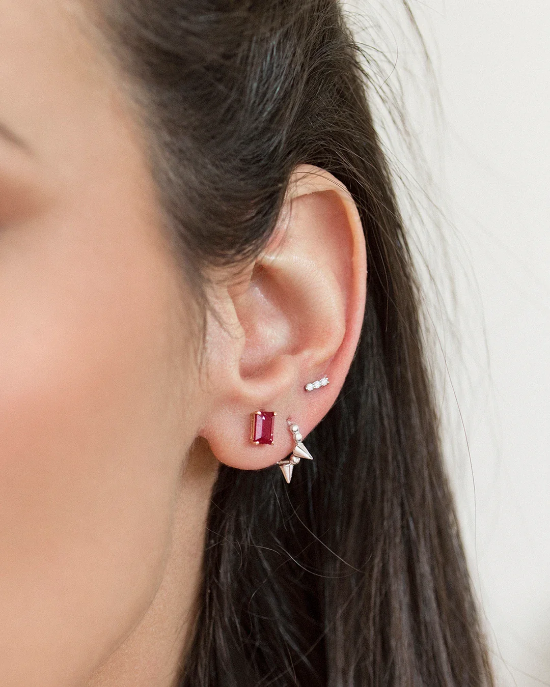 Pendientes de Rubí Baguette en Oro Rosa de 18 Kt - Image 3