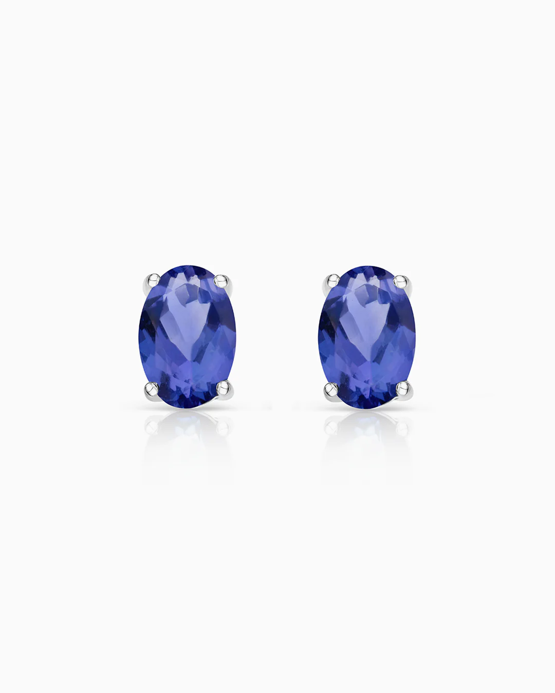 Pendientes de Zafiro Oval en Oro Blanco de 18 Kt - Image 2