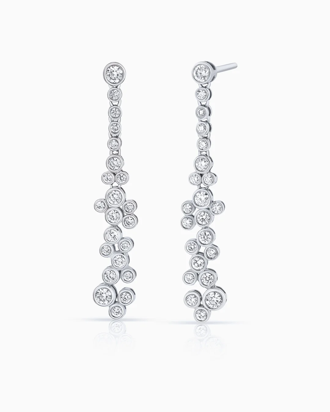 Pendientes Diamonds Waterfall en Oro Blanco de 18 Kt