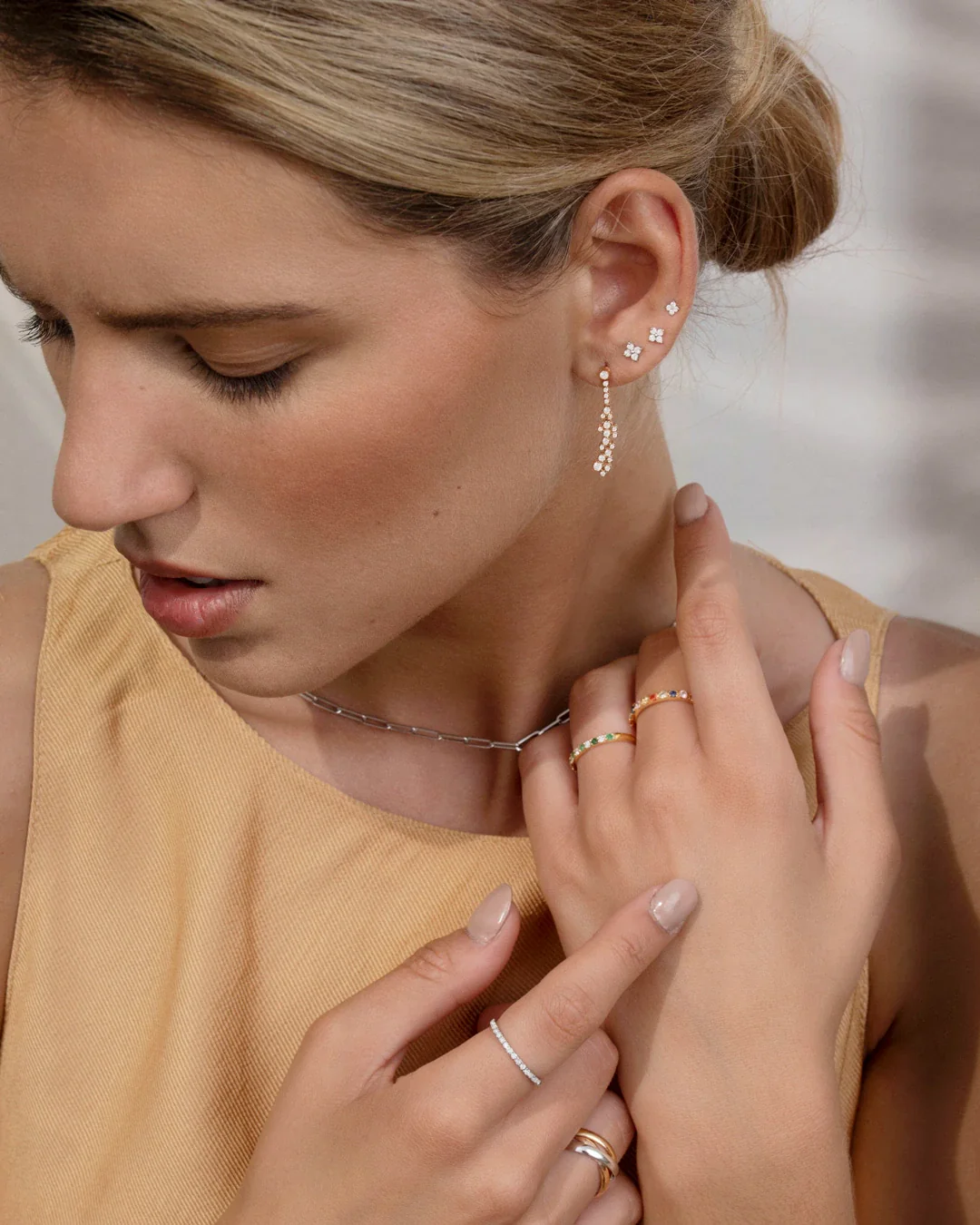 Pendientes Diamonds Waterfall en Oro Rosa de 18 Kt - Image 3
