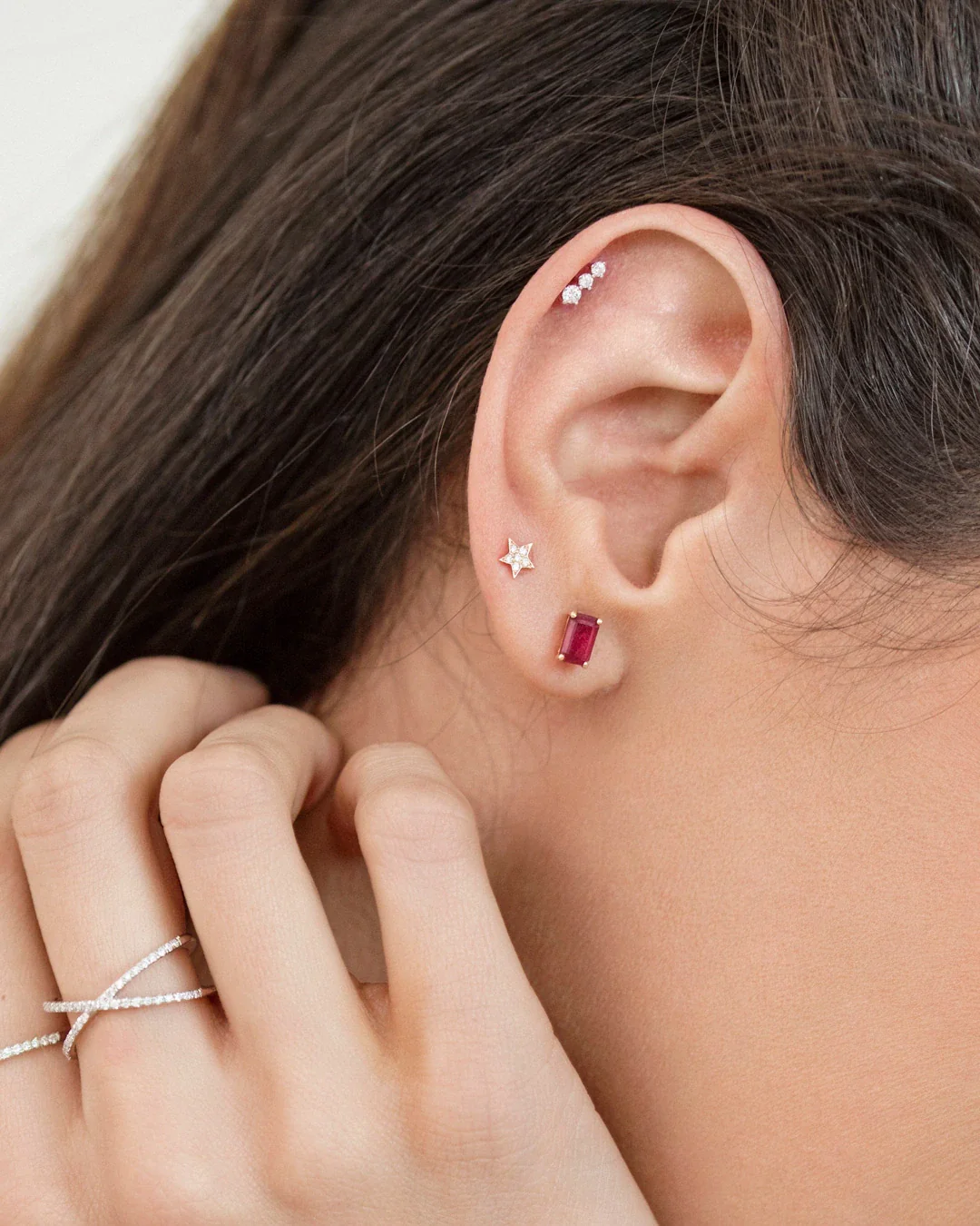 Pendientes Estrellas Moon Diamonds en Oro Rosa de 18 Kt - Image 3